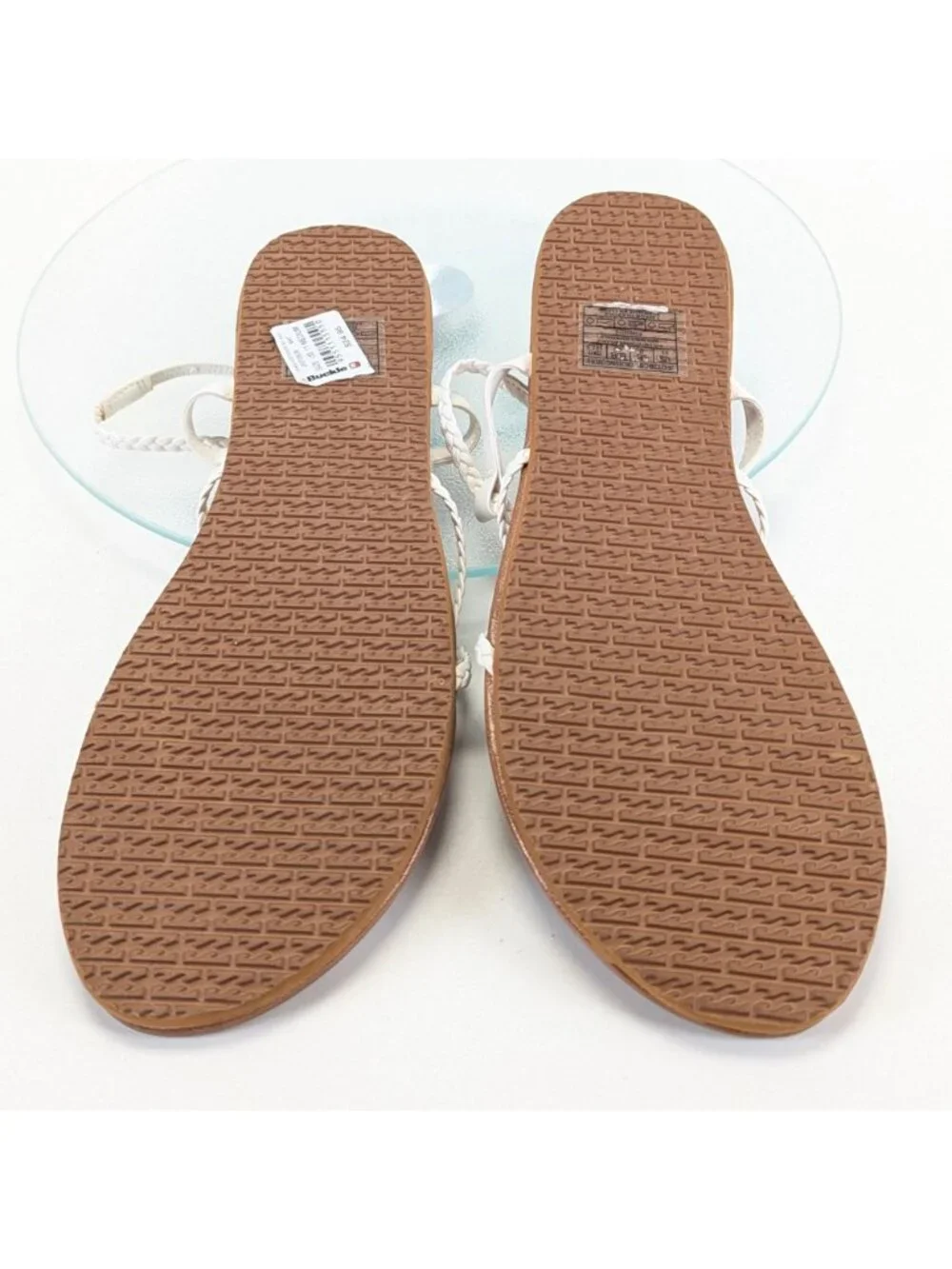Billabong Women's Size 11 Sandals Braided White Strappy Synthetic Material NWOB
